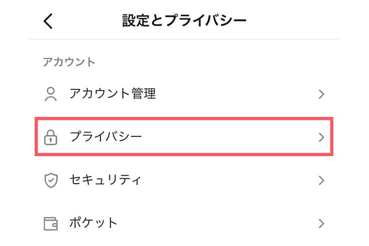 設定画面：プライバシー