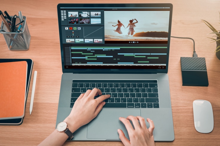 A cloud worker editing a video